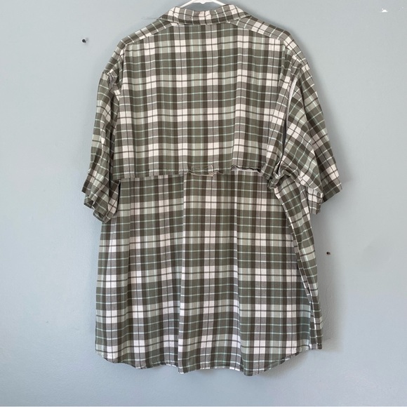 Red Head Shirt Mens 2XL Brown Green Button Up Short Sleeve Vented Fishing Plaid - Picture 2 of 9
